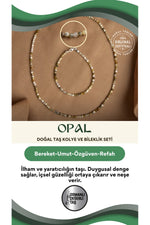 Sertifikalı Opal Doğal Taşı Kolyeli Bileklik Seti