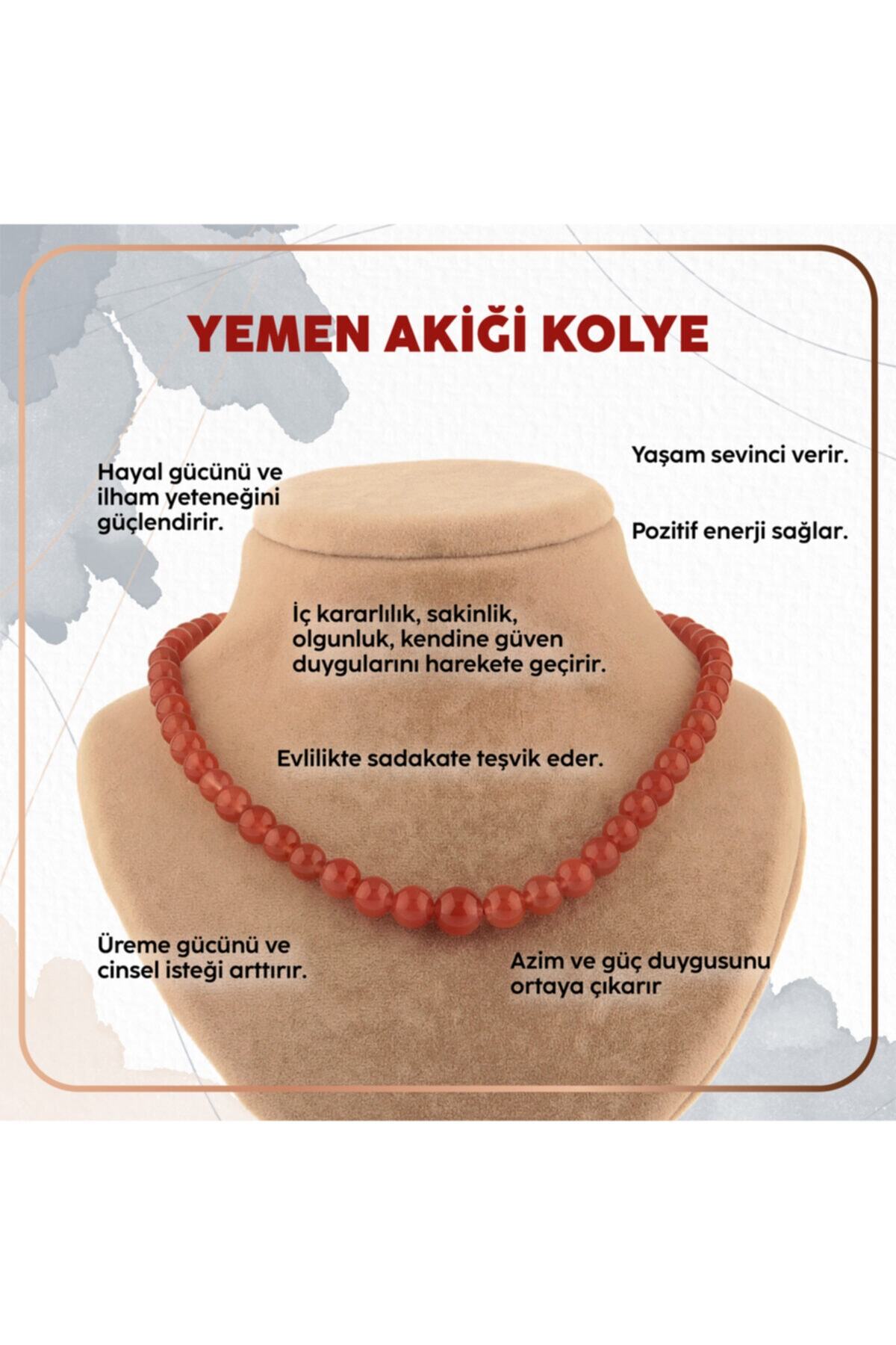 Sertifikalı Yemen Akik Kolye 8 Mm