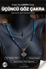 SERTİFİKALI Lapis Lazuli-Apatit-Labradorit-İyolit Doğal Taş Üçüncü Göz Çakra Kolye ODT232