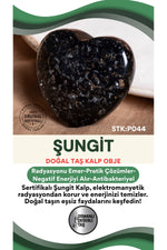 Sertifikalı Şungit Doğal Taş Kalp Obje P044