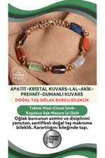 SERTİFİKALI Oğlak Burcu Doğal Taş Makrome Bileklik