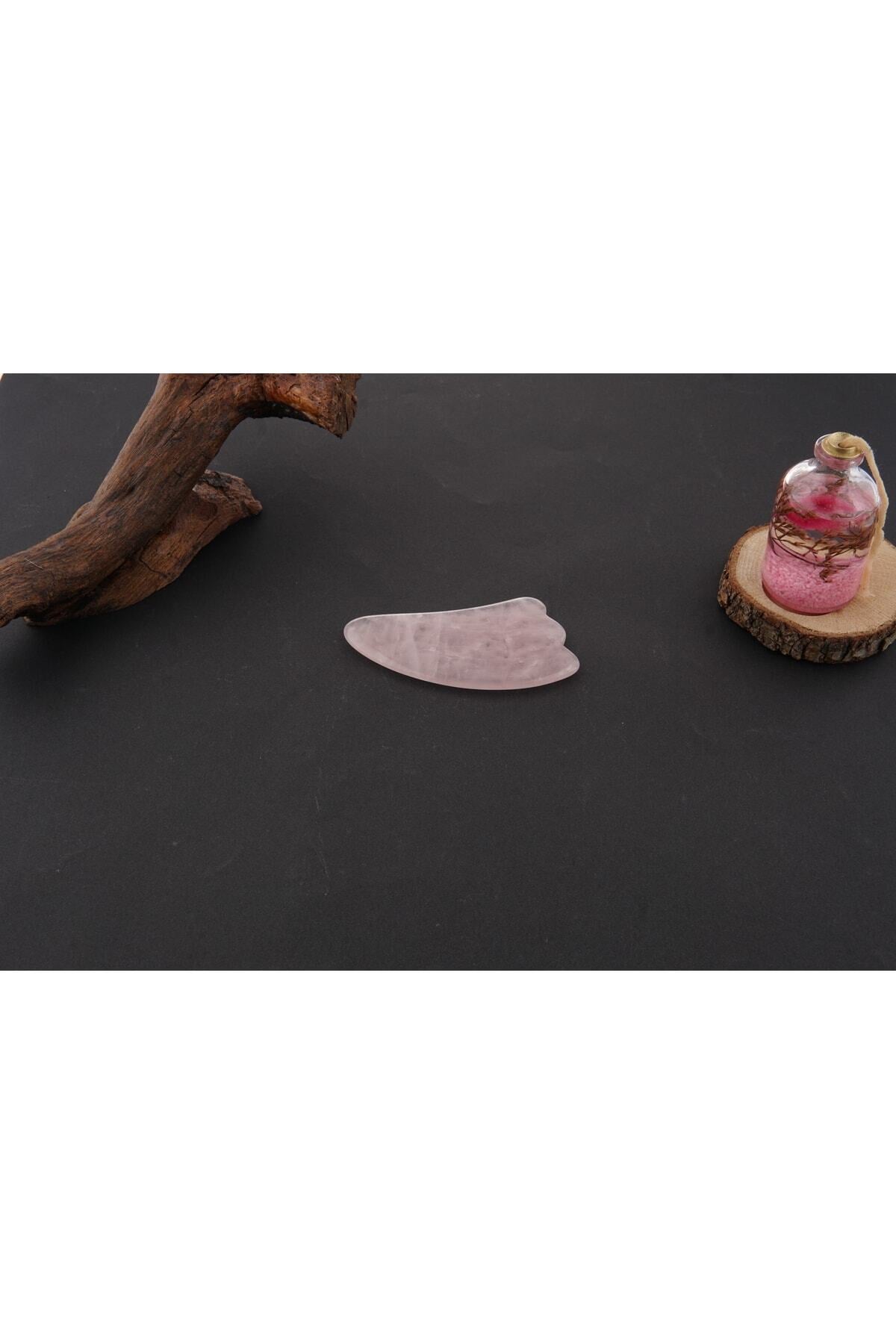 Sertifikalı Pembe Kuvars Doğal Taşı Gua Sha Kaz Ayağı Yüz Ve Vücut Masaj Aleti Ma072