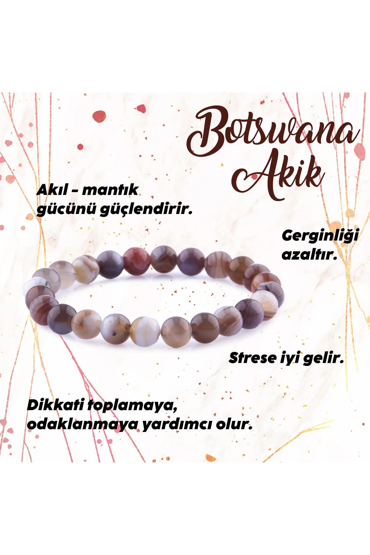 Sertifikalı Bostwana Akik Doğal Taş Bileklik - 8 Mm B771