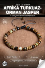 SERTİFİKALI Afrika Turkuaz-Orman Jasper Doğal Taş Makrome Bileklik ODT196