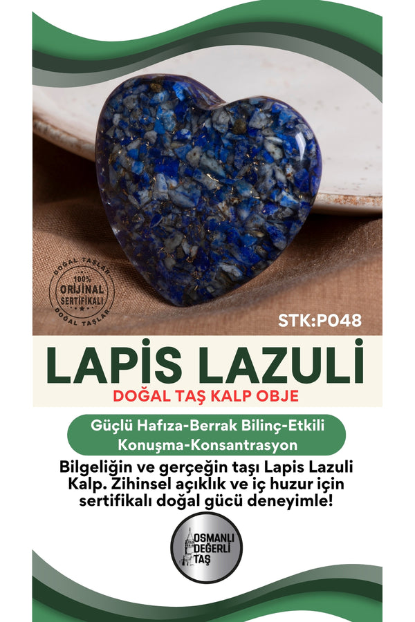 Sertifikalı Lapis Lazuli Doğal Taş Kalp Obje P048