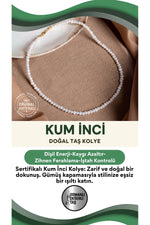 SERTİFİKALI Kum İnci Doğal Taş Gümüş Kapama Kolye