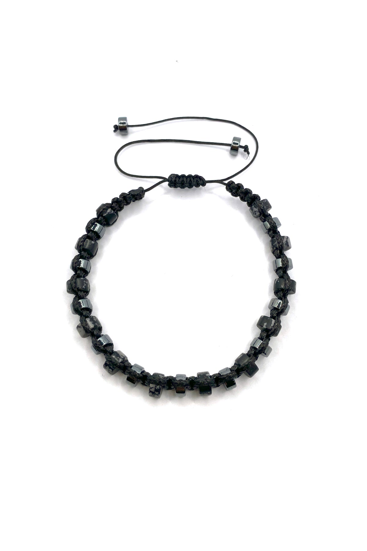 Erkek Bilekliği Orijinal Hakiki Sertifikalı Karlı Obsidyen - Hematit İpli Doğal Taş Bileklik 6mm