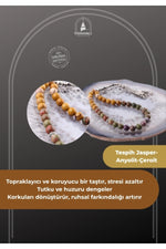 Sertifikalı Akrep Burcu 33'lük Tesbih Jasper-anyolit-çeroit T025