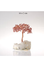 Sertifikalı Çilek Kuvars, Kristal Kuvars Doğaltaş Ağaç 10x7 Cm, D028