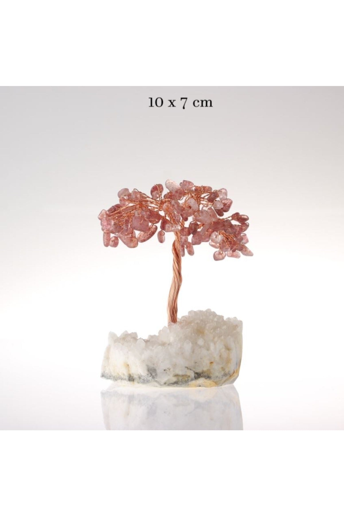 Sertifikalı Çilek Kuvars, Kristal Kuvars Doğaltaş Ağaç 10x7 Cm, D028