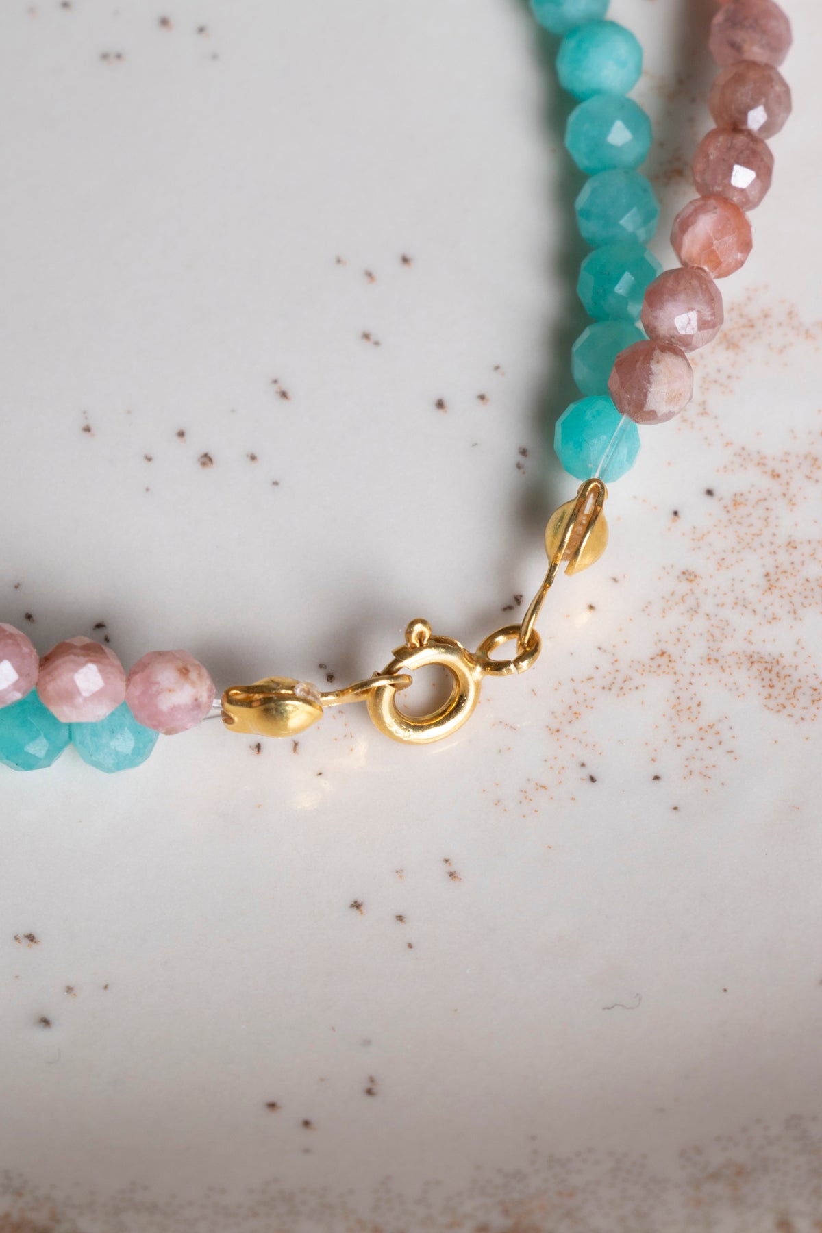 SERTİFİKALI Rodokrozit-Amazonit-İnci Doğal Taş Bileklik