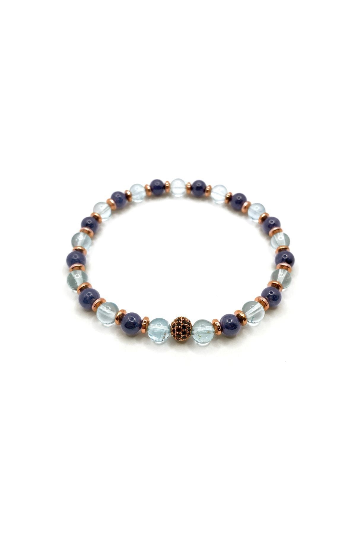 Sertifikalı Hakiki Orijinal 6mm Safir - Topaz - Hematit Doğal Taş Misinalı Bileklik
