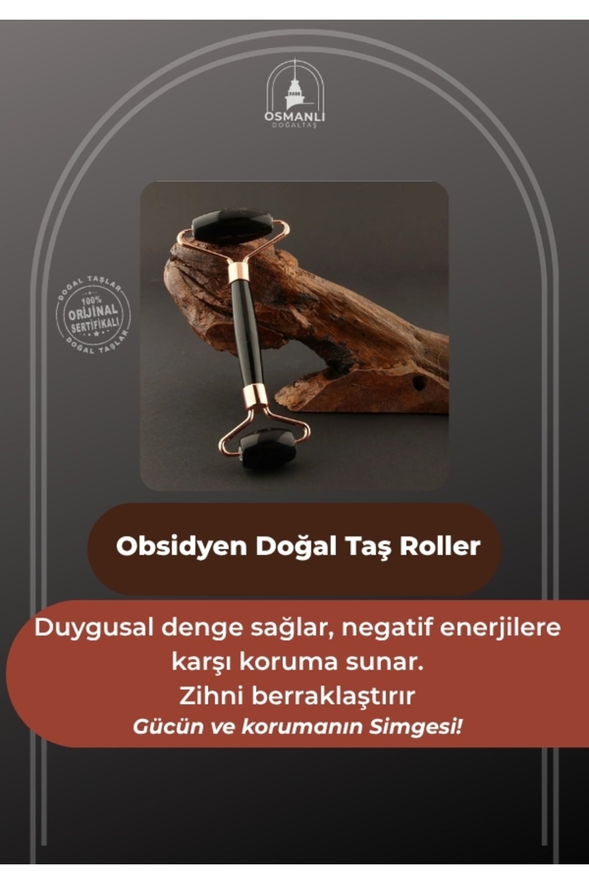 Sertifikalı Obsidyen Doğal Taş Roller - 1. Sınıf Sertifikalı Ma037