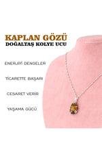 Sertifikalı Kaplan Gözü Doğaltaş Kolye Ucu, Gümüş Zincirle Beraber M429
