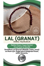 SERTİFİKALI Lal ( Granat ) Doğal Taş Bileklik