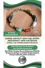 SERTİFİKALI Yengeç Burcu Doğal Taş Makrome Ayarlanabilir Bileklik