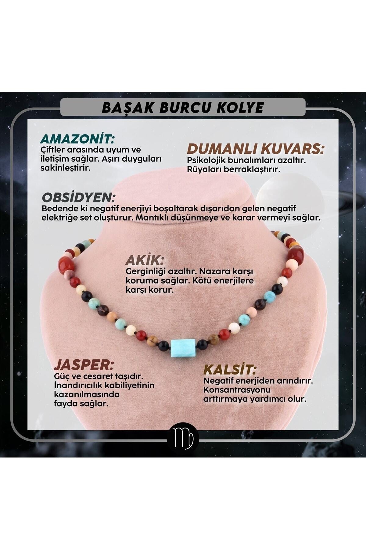 Sertifikalı Başak Burcu Doğal Taş Kolye M249