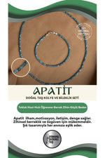Sertifikalı Apatit Doğal Taş Kolye ve Bileklik Seti