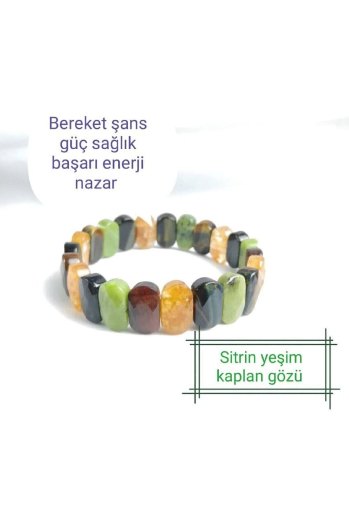 Sertifikalı Sitrin - Yeşim - Kaplan Gözü - Doğal Taş Roleks Bileklik