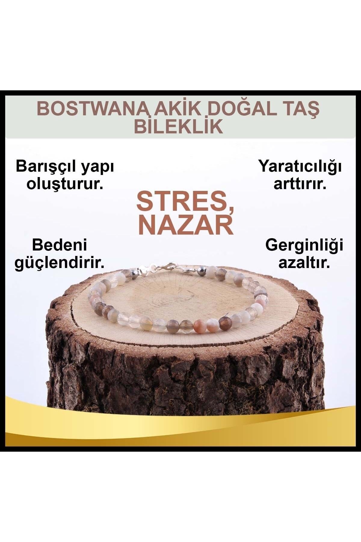 Sertifikalı Bostwana Akik Doğal Taş Bileklik 3 Mm - B807