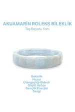 Hakiki Orijinal Sertifikalı Akuamarin Geniş Kare Kesim Misinalı Bileklik