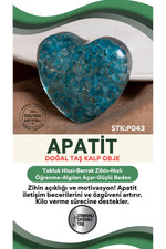 Sertifikalı Apatit Doğal Taş Kalp Obje P043