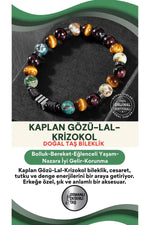 Kaplan Gözü-bordo Granat Lal-krizokol Doğal Taş Erkek Bileklik