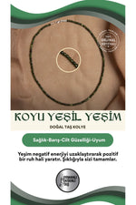 Sertifikalı Yeşim Doğal Taş Koyu Yeşil Kolye