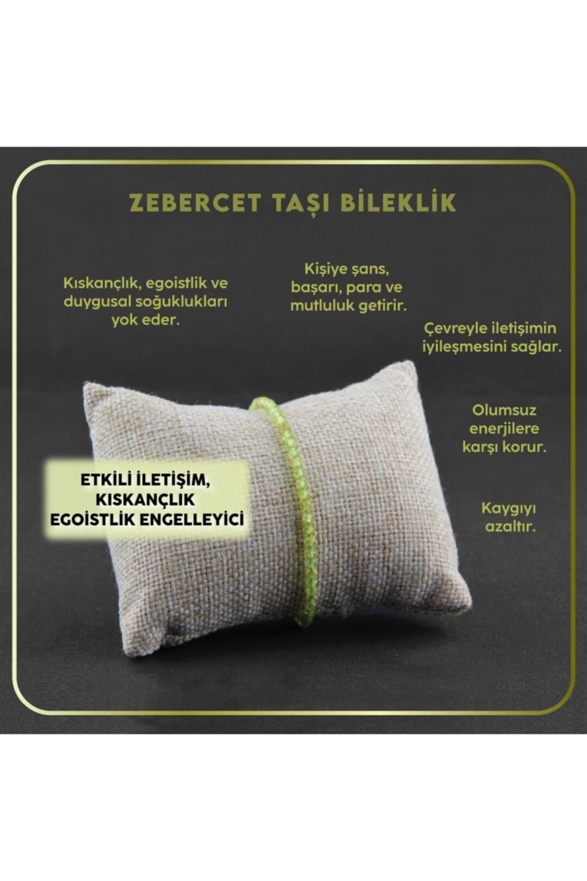 Sertifikalı Zebercet Doğal Taş Bileklik - 3mm Yeşil