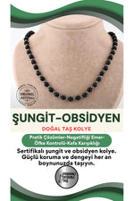 Sertifikalı Shungite Obsidyen Doğal Taş Kolye