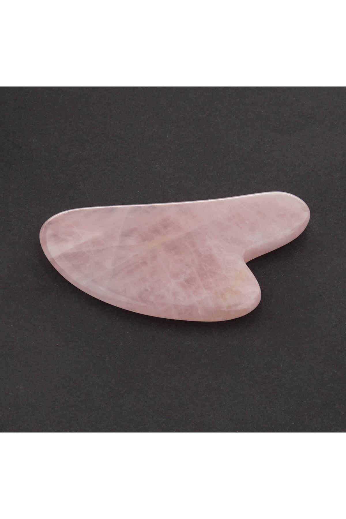 Sertifikalı Pembe Kuvars Doğal Taşı Kalpli Gua Sha Masaj Taşı 1. Sınıf Sertifikalı Gua Sha - Kalın