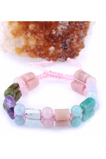 Sertifikalı Doğal Taş Bileklik - Larimar-çeroit-yeşil Lal-akuamarin-pembe Opal-amazonit