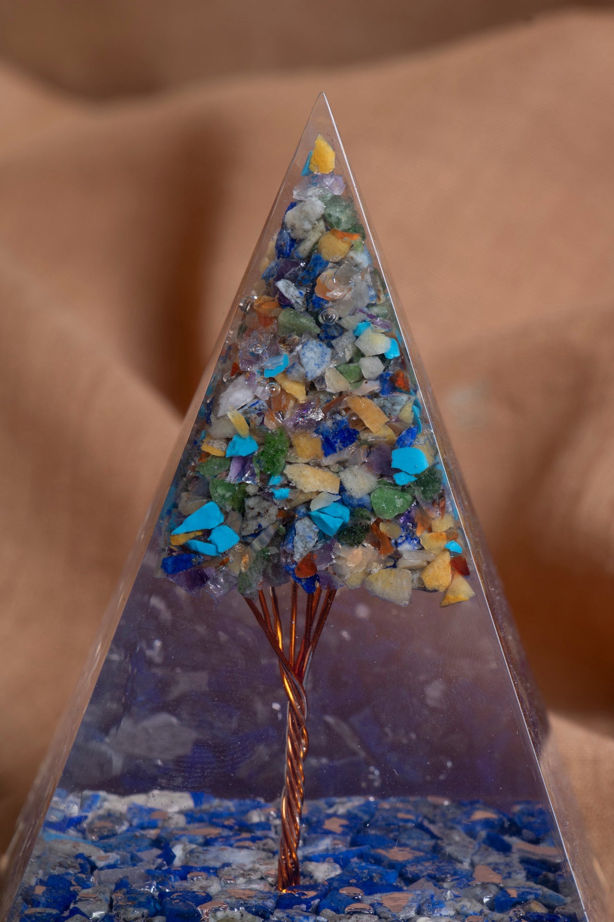 Sertifikalı Lapiz Lazuli& Çakra Doğal Taş Piramit P028