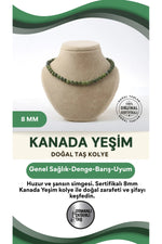 Sertifikalı Kanada Yeşim Doğaltaş Kolye 8 Mm, M554