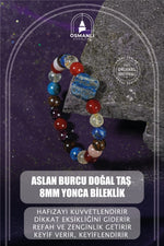 Aslan Burcu Doğal Taş 8mm Yonca Bileklik