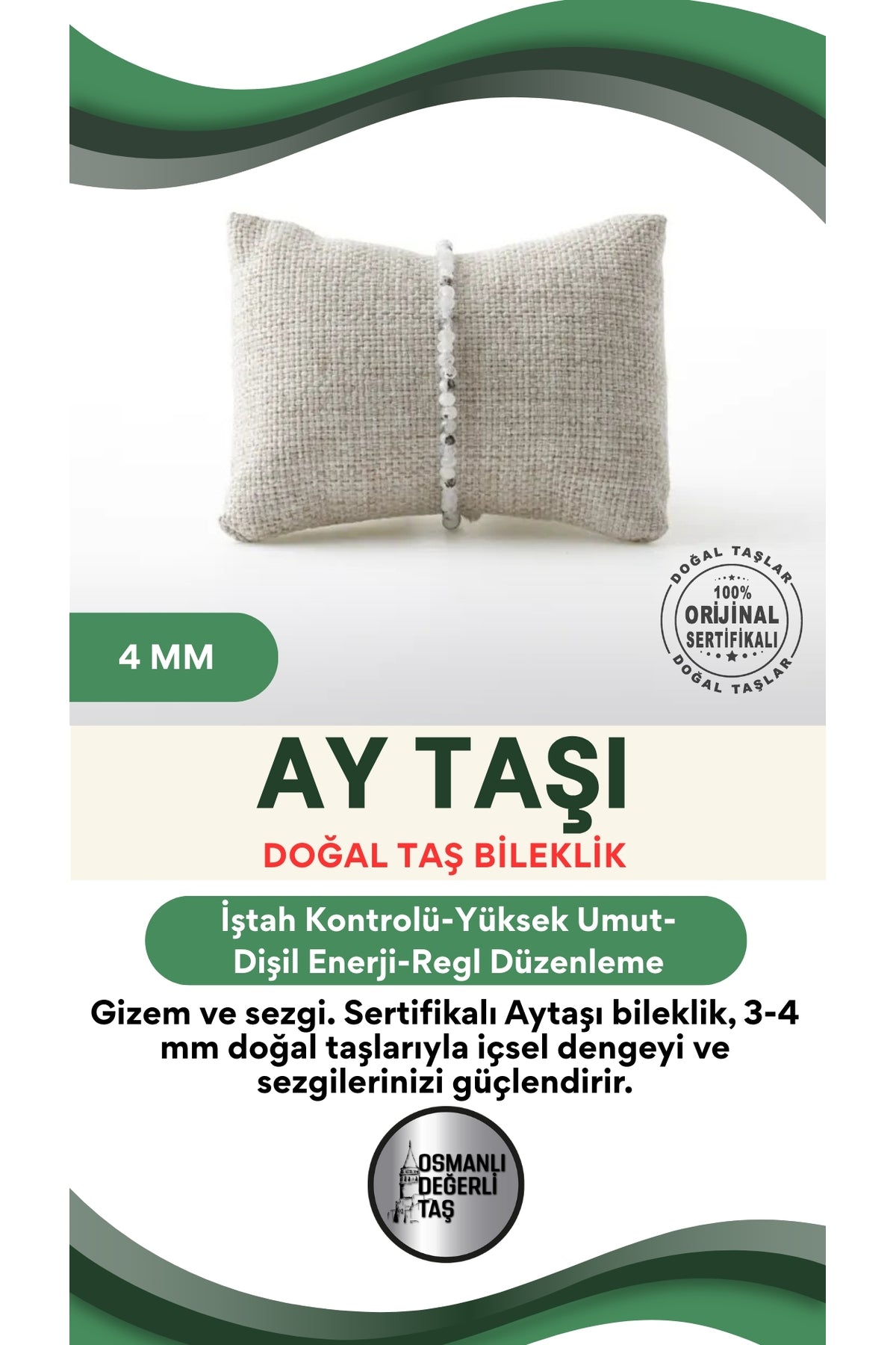 Sertifikalı Aytaşı Doğaltaş Bileklik 3-4 Mm, B997