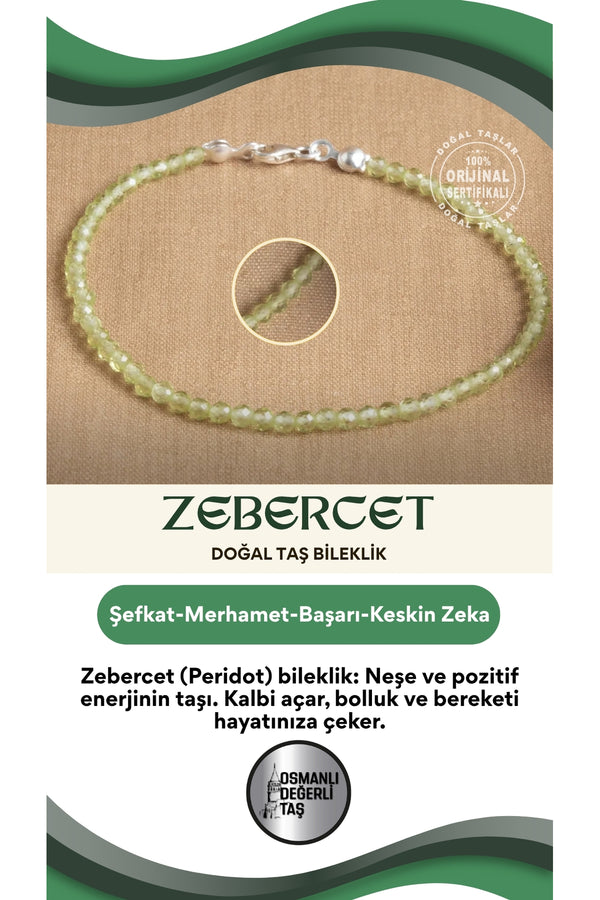 Sertifikalı Zebercet Doğal Taş Bileklik