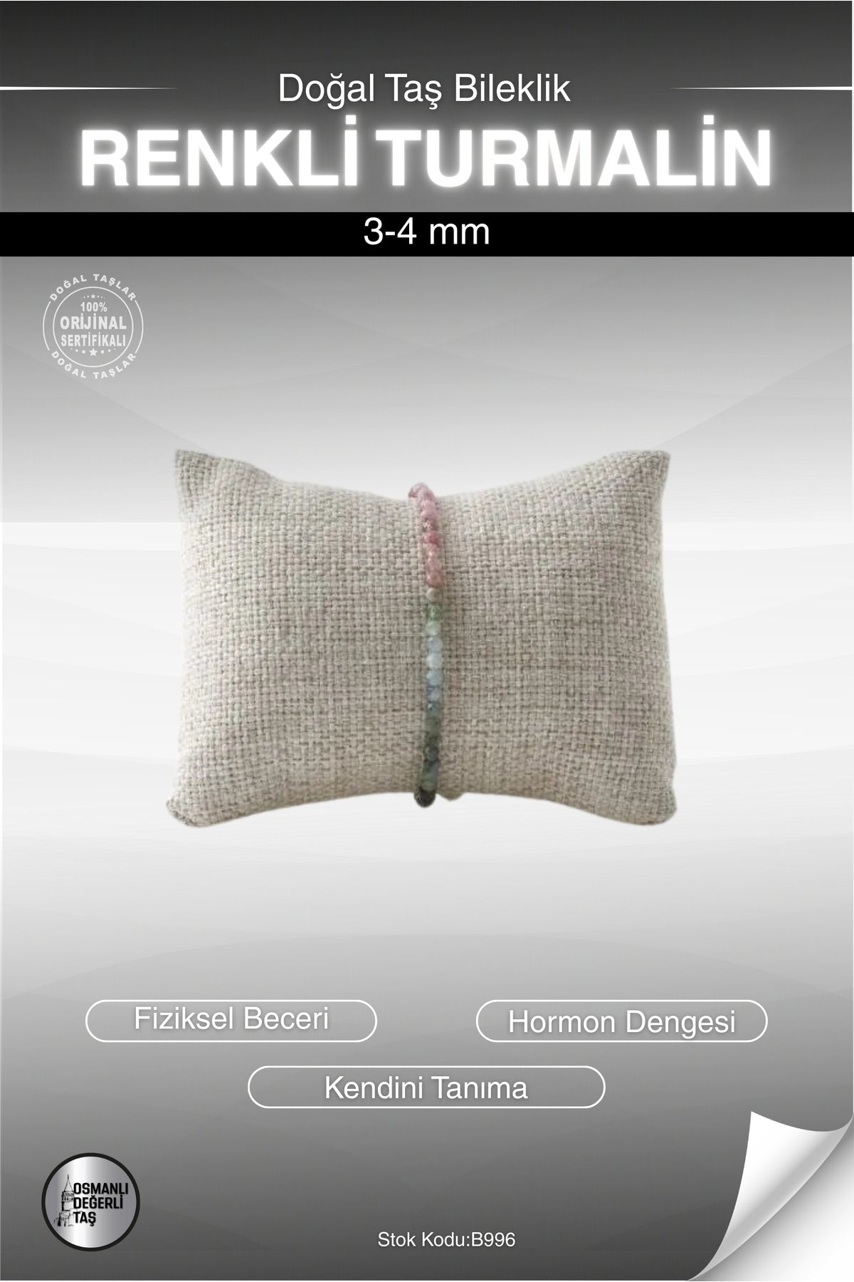 Sertifikalı Florit Doğaltaş Bileklik 4 Mm, B996