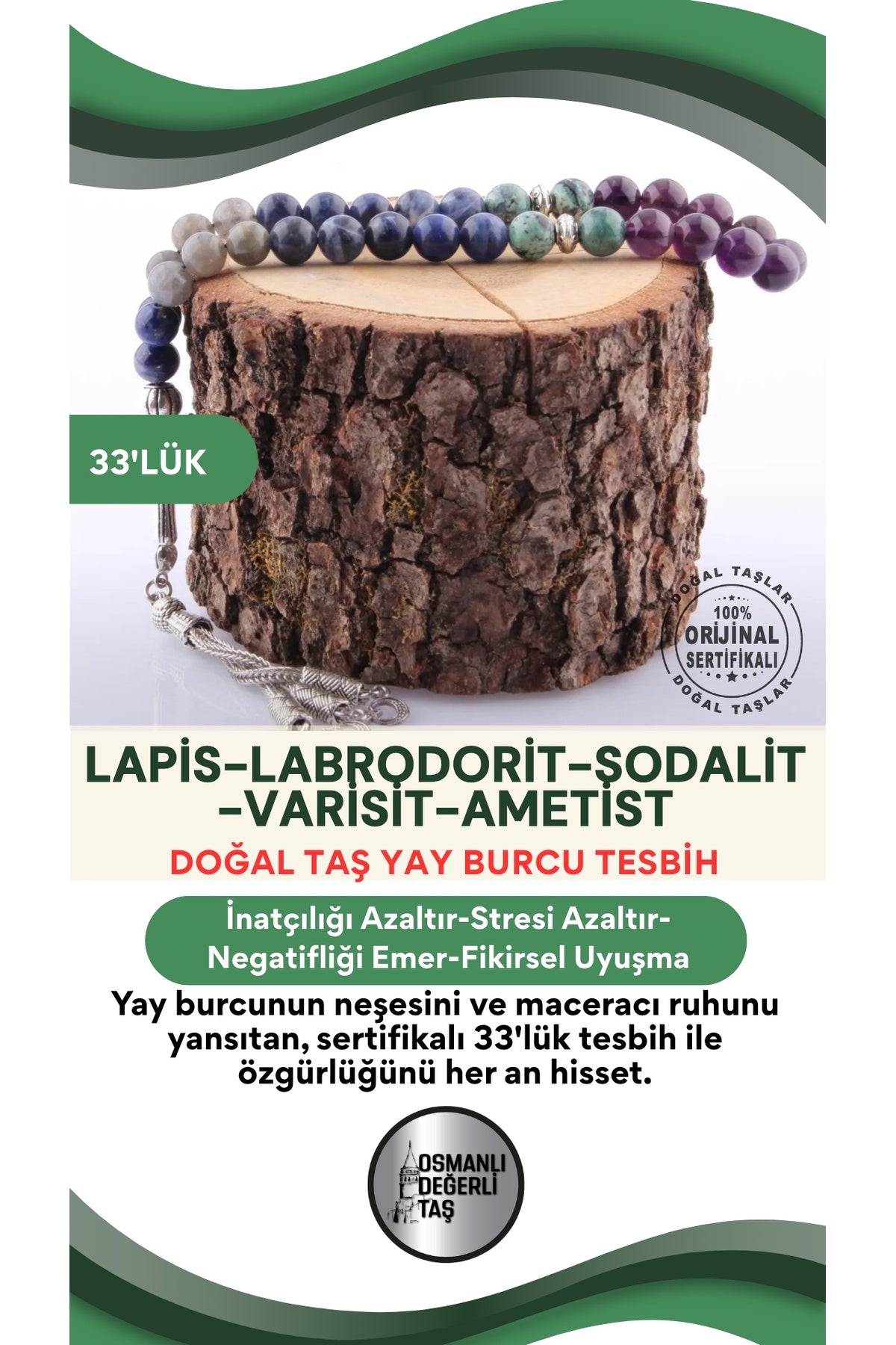 Sertifikalı Yay Burcu 33'lük Tesbih T107