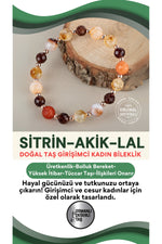 Girişimci Cesaretli Kadın Bilekliği Sitrin Akik Lal Doğal Taşlı