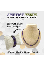 Sertifikalı Ametist Yeşim Doğaltaş Kolye Bileklik 4 Mm, M423