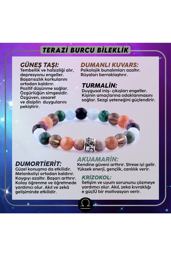 Sertifikalı Terazi Burcu Doğal Taş Bileklik B083