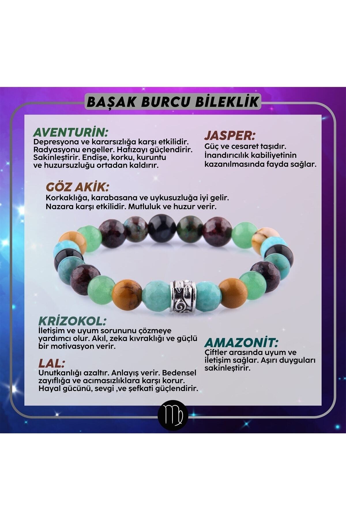 Sertifikalı Başak Burcu Doğal Taş Bileklik B082