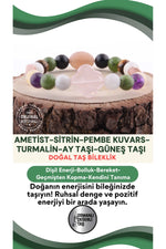 Sertifikalı Ametist Taşı-sitrin Taşı-pembe Kuvars-turmalin-ay Taşı-güneş Taşı Bileklik