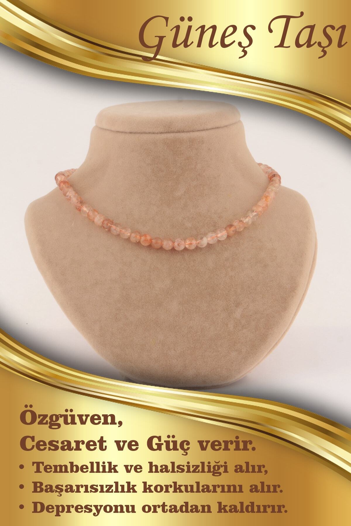 Sertifikalı Güneş Taşı 6mm Kolye (DÜĞÜMSÜZ)