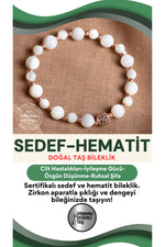 SERTİFİKALI -Hematit Doğal Taş Zirkon Aparatlı Bileklik 6-8 mm