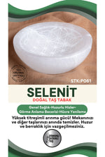 Sertifikalı Selenit İşlemeli Doğal Taş Tabak P061