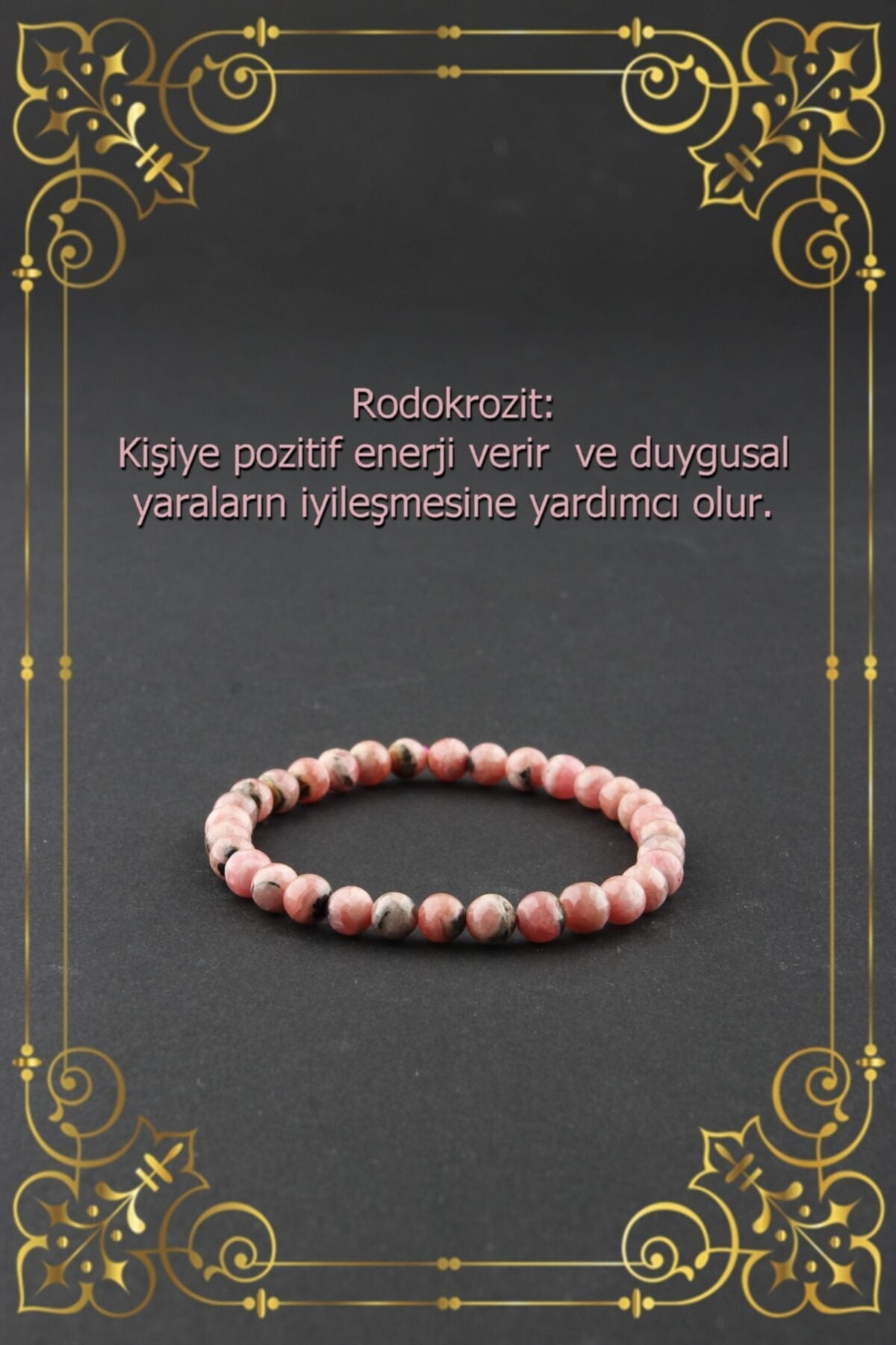 Sertifikalı Rodokrozit Doğal Taş Bileklik 6mm