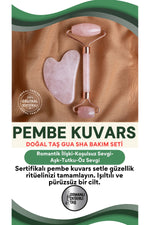 Sertifikalı Pembe Kuvars Roller Ve Kalpli Gua Sha Yüz Ve Vücut Masaj Aleti - Yüz Ve Vücut Bakım Seti