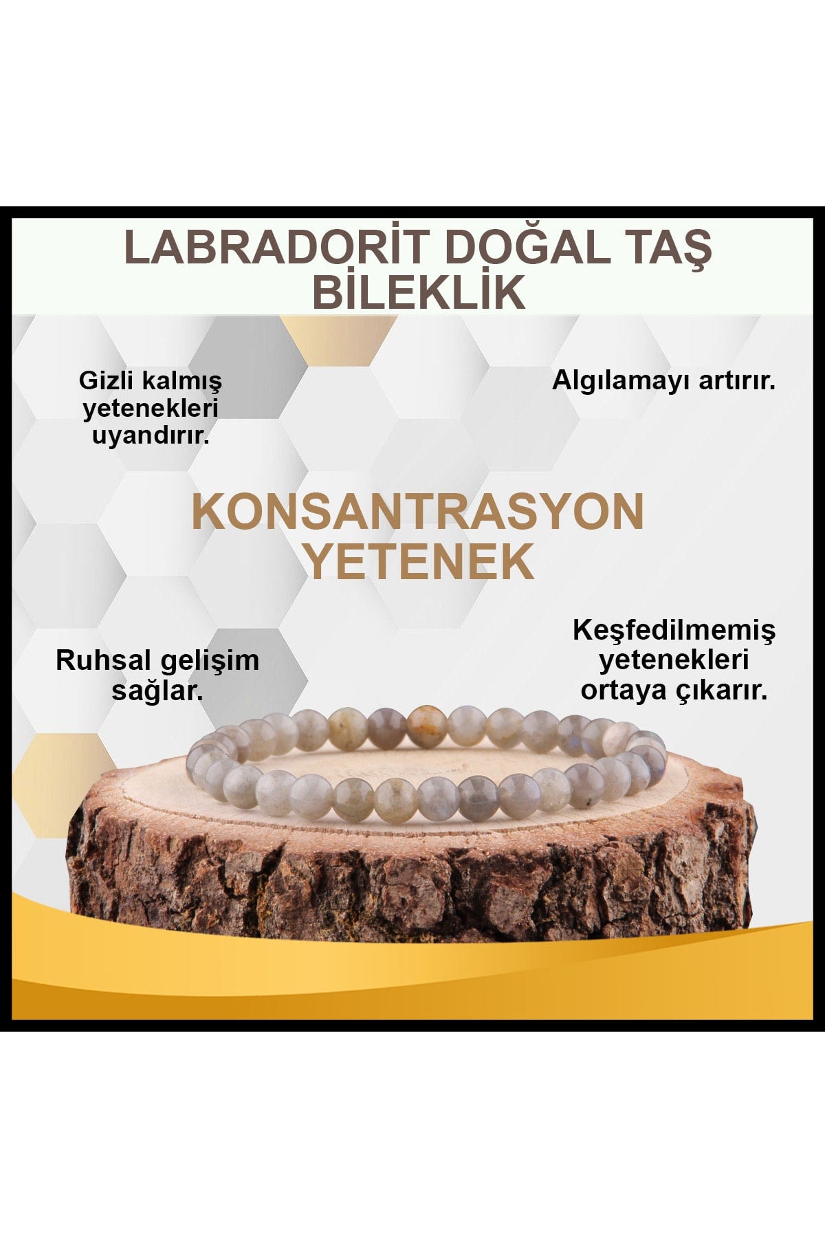 Sertifikalı Labradorit Doğal Taş Bileklik 6 Mm - B832